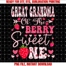 Great Grandma Of The Berry Sweet One Strawberry 1St Birthday Shirt PNG, DTF, DTG, Sublimation Design
