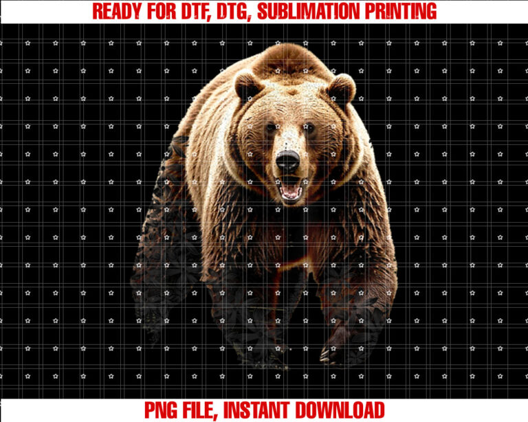 Grizzly Bear Brown Bear Shirt PNG, DTF, DTG, Sublimation Design