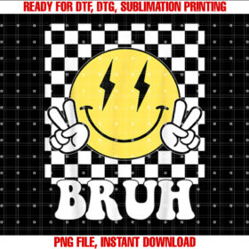 Groovy Bruh For Girls Kids Boys Smile Face Shirt PNG, DTF, DTG, Sublimation Design