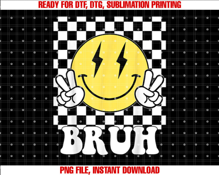 Groovy Bruh For Girls Kids Boys Smile Face Shirt PNG, DTF, DTG, Sublimation Design