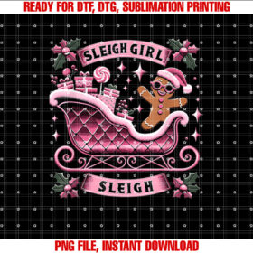 Groovy Pink Christmas Candy Sleigh Girl Gingerbread Holiday Shirt PNG, DTF, DTG, Sublimation Design