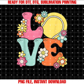 Groovy Tennis Love Cute Tennis Lover Women Teens Girls Shirt PNG, DTF, DTG, Sublimation Design