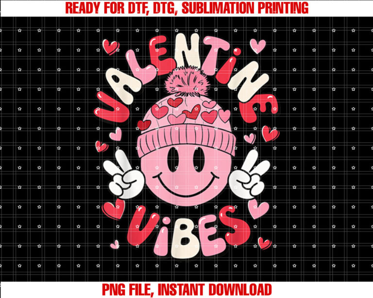 Groovy Valentine Vibes Valentines Day Shirt Kids Girl Womens Shirt PNG, DTF, DTG, Sublimation Design