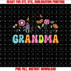 Groovy Wildflower Grandma Floral Grandma Mothers Day Shirt PNG, DTF, DTG, Sublimation Design