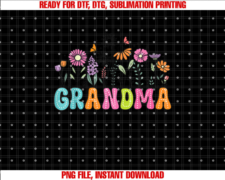 Groovy Wildflower Grandma Floral Grandma Mothers Day Shirt PNG, DTF, DTG, Sublimation Design