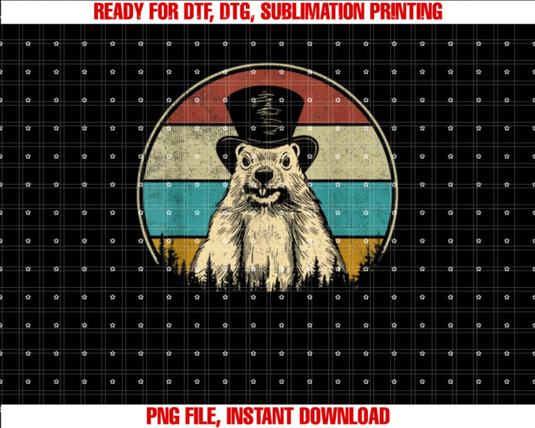 Groundhog Day Tees My Favorite Retro Woodchuck Lover Kids  Shirt PNG, DTF, DTG, Sublimation Design