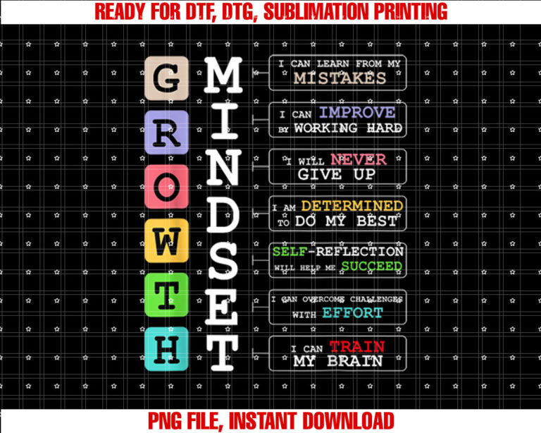 Growth Mindset shirt Positive School Classroom Teacher Gift Shirt PNG, DTF, DTG, Sublimation Design