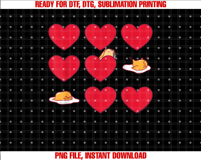 Gudetama Hearts Eggs Valentines Shirt PNG, DTF, DTG, Sublimation Design