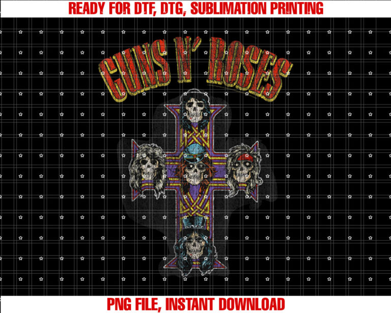 Guns N Roses Official Cross Arch Shirt PNG, DTF, DTG, Sublimation Design