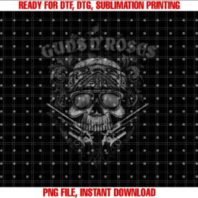 Guns N Roses Official Skull Guns Bandanna Shirt PNG, DTF, DTG, Sublimation Design