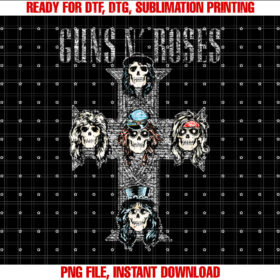 Guns N Roses Official Vintage Cross Shirt PNG, DTF, DTG, Sublimation Design