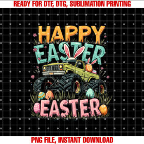 HAPPY Easter Monster Truck  Shirt PNG, DTF, DTG, Sublimation Design