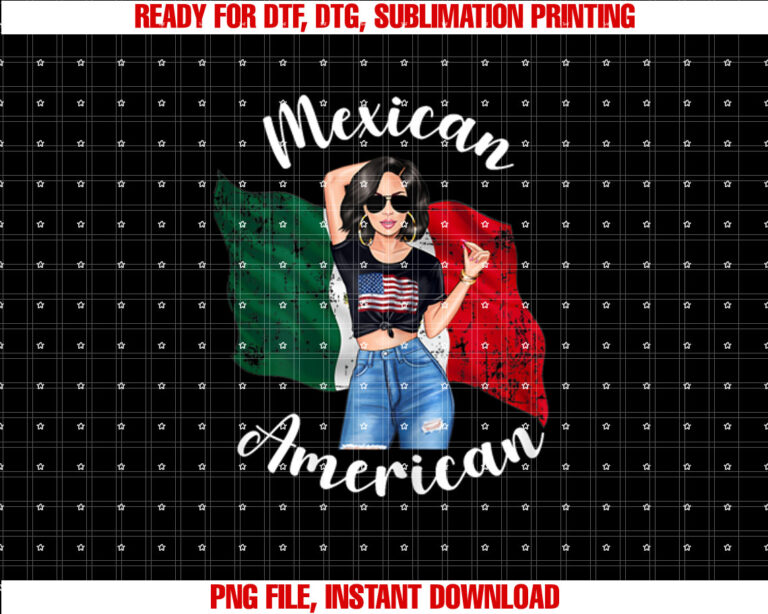 Half American Half Mexican Mexico Flag Chingona Womens Shirt PNG, DTF, DTG, Sublimation Design