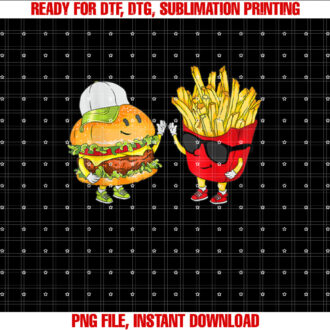 Hamburger Fries High Five Cool Fun Combo Snacks Funny Gift Shirt PNG, DTF, DTG, Sublimation Design