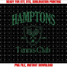 Hamptons Tennis Club Vintage 90s Style Aesthetic Crewneck Shirt PNG, DTF, DTG, Sublimation Design