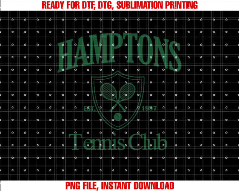 Hamptons Tennis Club Vintage 90s Style Aesthetic Crewneck Shirt PNG, DTF, DTG, Sublimation Design