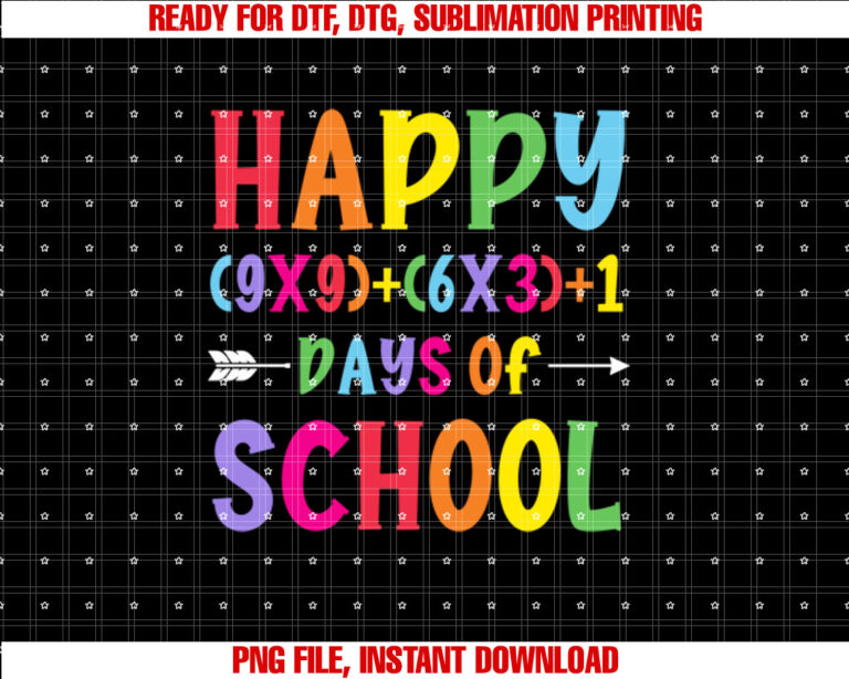 Happy 100 Day Of School Math Fun Students Teacher Joyful  Shirt PNG, DTF, DTG, Sublimation Design