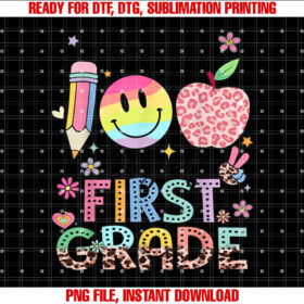 Happy 100 Days 1st Grade Kids Boys Girls 100 Days Smarter Shirt PNG, DTF, DTG, Sublimation Design