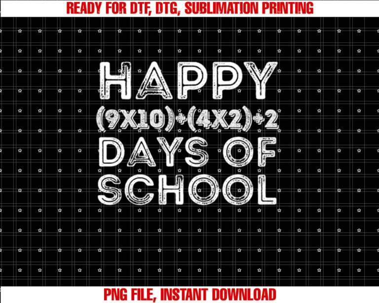 Happy 100 Days Of School Teacher Boys Math Equation  Shirt PNG, DTF, DTG, Sublimation Design
