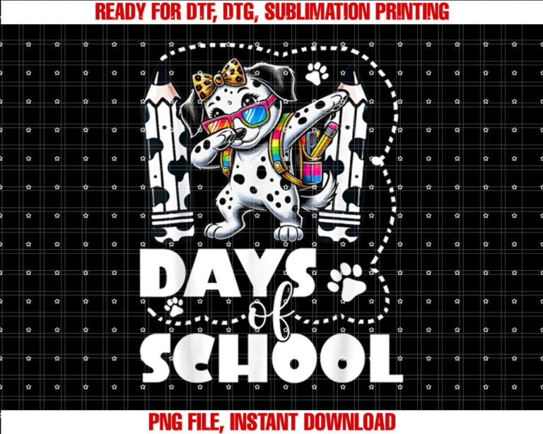 Happy 101 Days Of School Funny Dabbing Dog Pencil Boy Girl Shirt PNG, DTF, DTG, Sublimation Design