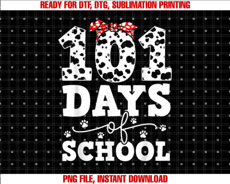 Happy 101 Days School Cute Dog 100 Days Smarter Student Kids Shirt PNG, DTF, DTG, Sublimation Design