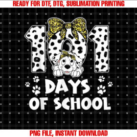 Happy 101 Days School Dog Leopard 100th Day Smarter Student Shirt PNG, DTF, DTG, Sublimation Design