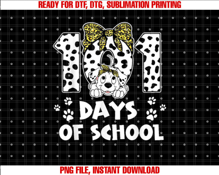 Happy 101 Days School Dog Leopard 100th Day Smarter Student Shirt PNG, DTF, DTG, Sublimation Design