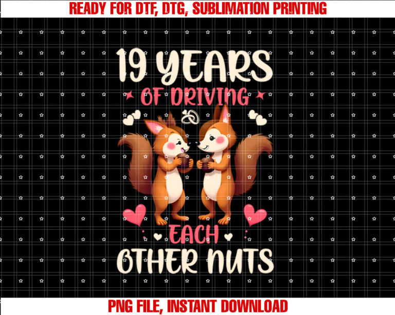 Happy 19th Wedding Anniversary Husband Wife Couple  Shirt PNG, DTF, DTG, Sublimation Design