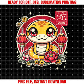 Happy Chinese New Year of the Snake 2025 Lunar Zodiac Kids Shirt PNG, DTF, DTG, Sublimation Design