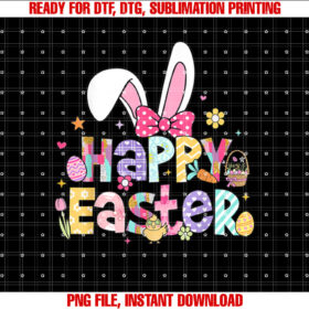 Happy Easter 2025 Cute Bunny Rabbit Easter Day Women Girls Shirt design, Digital Download