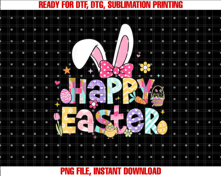 Happy Easter 2025 Cute Bunny Rabbit Easter Day Women Girls Shirt design, Digital Download