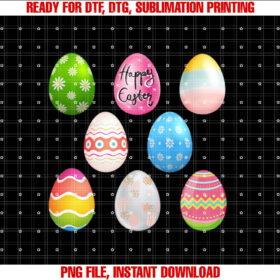 Happy Easter Sunday fun decorated bunny egg designs tee  Shirt PNG, DTF, DTG, Sublimation Design