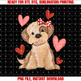 Happy Girls Valentines Shirt Puppy Dog Love Valentines Day Shirt PNG, DTF, DTG, Sublimation Design
