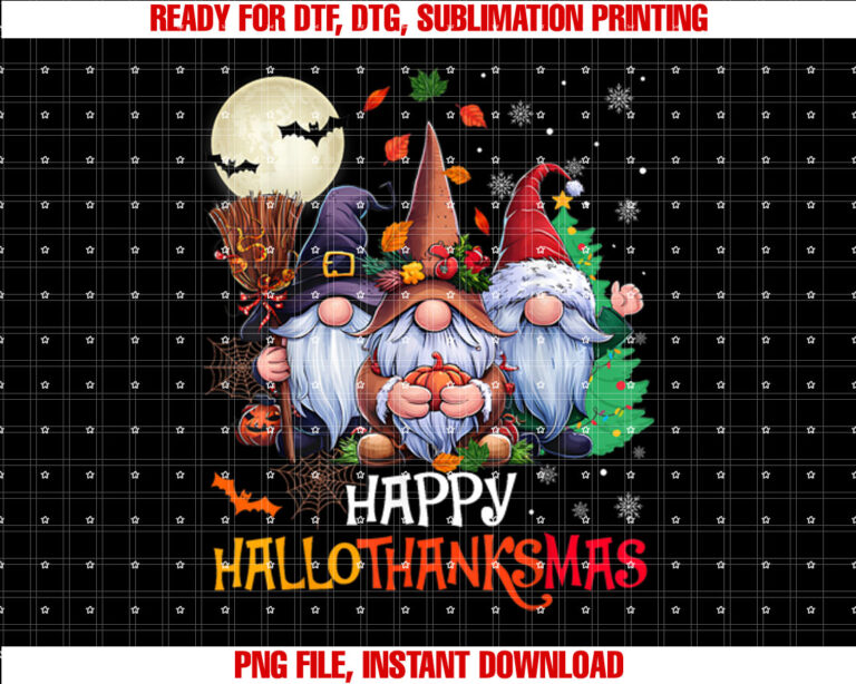 Happy Hallothanksmas Gnomes Lover Halloween Merry Christmas Shirt design, Digital Download