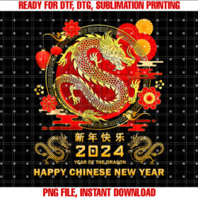 Happy Lunar New Year 2024 Cute Chinese Dragon decorations Shirt design, Digital Download