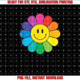 Happy Retro Rainbow Flower Shirt PNG, DTF, DTG, Sublimation Design