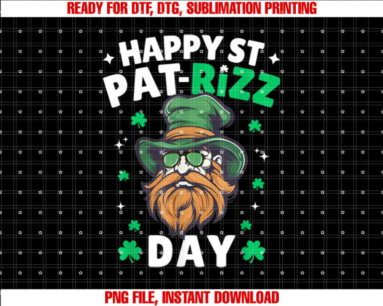 Happy St Pat Rizz Day Funny St Patricks Day Leprechaun Shirt design, Digital Download