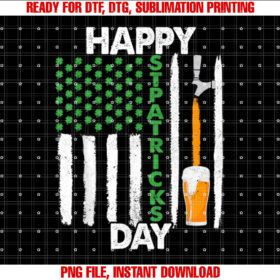 Happy St Patricks Day Shamrocks US American Flag Men Grandpa Shirt design, Digital Download
