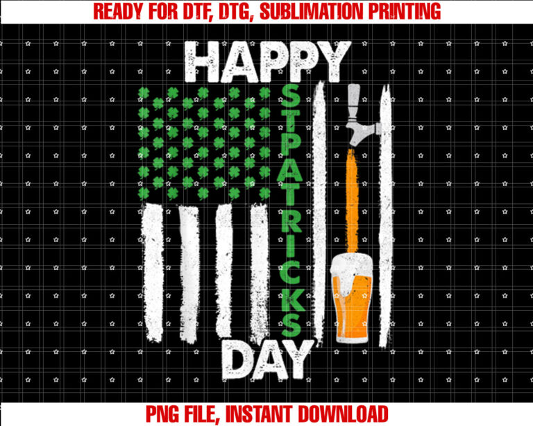Happy St Patricks Day Shamrocks US American Flag Men Grandpa Shirt design, Digital Download