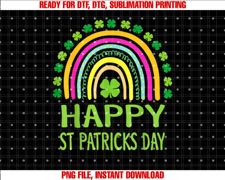 Happy St Saint Patricks Day Rainbow Girls Kids Shirt design, Digital Download