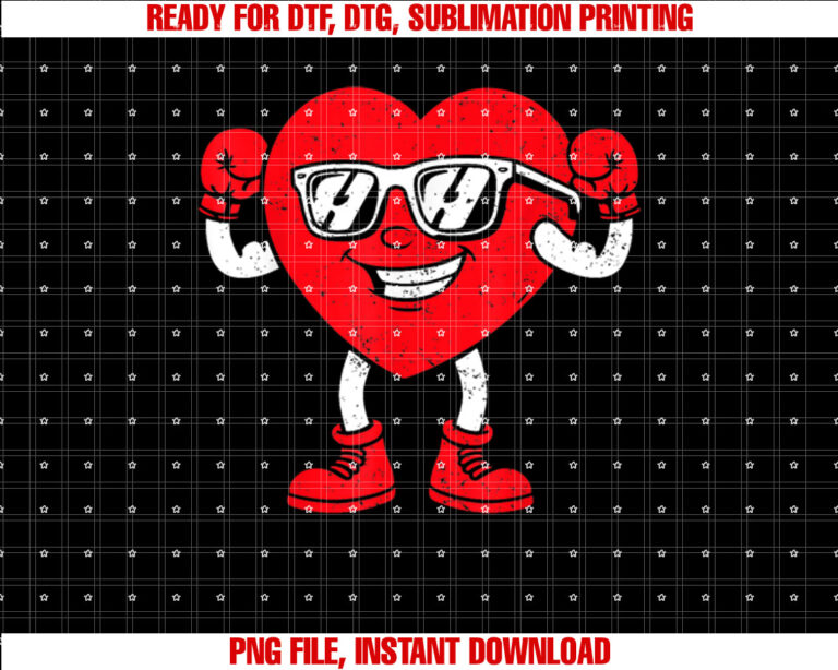 Happy Valentines Day Boxing Heart Matching Couples Shirt PNG, DTF, DTG, Sublimation Design