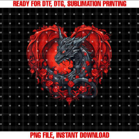 Happy Valentines Day Dragon Costume with Roses and love Shirt PNG, DTF, DTG, Sublimation Design