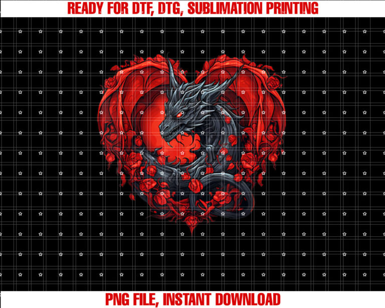 Happy Valentines Day Dragon Costume with Roses and love Shirt PNG, DTF, DTG, Sublimation Design