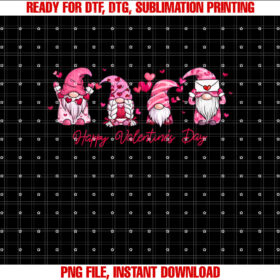 Happy Valentines Day Gnome With Heart Cute Gnome Valentine Shirt PNG, DTF, DTG, Sublimation Design