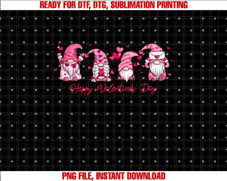 Happy Valentines Day Gnome With Heart Cute Gnome Valentine Shirt PNG, DTF, DTG, Sublimation Design