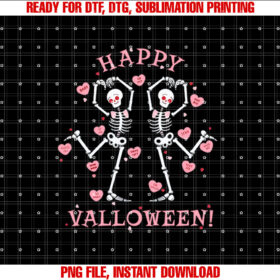 Happy Valloween Funny Dancing Skeleton Skull Valentines Day Shirt design, Digital Download