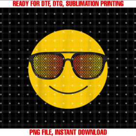 Happy Yellow Cartoon Face Party Sunglass Glasses Tee Shirt Shirt PNG, DTF, DTG, Sublimation Design