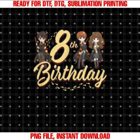 Harry Potter 8th Birthday Harry Hermione And Ron Chest Shirt design, Digital Download