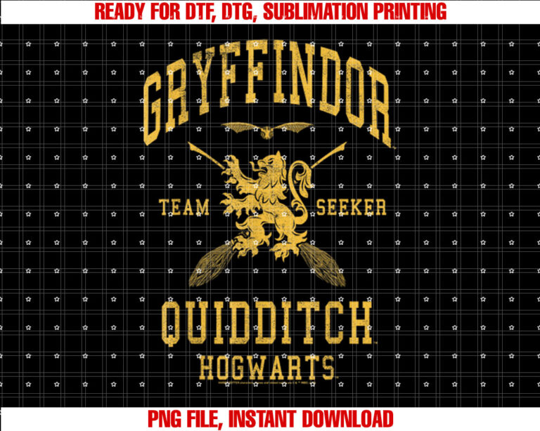Harry Potter Gryffindor Team Seeker Hogwarts Quidditch Shirt design, Digital Download