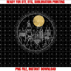 Harry Potter Hogwarts Full Moon Line Art Shirt design, Digital Download